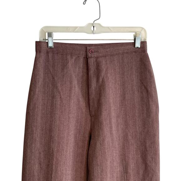 Vintage Womens Dress Pants Sz 28 Cherry Herringbone Wide Leg 1970s Pleated Masc - Picture 5 of 16
